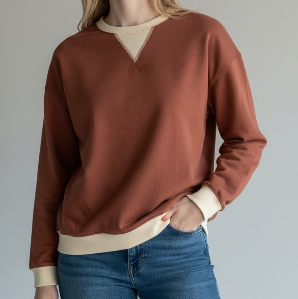 Rust and Cream Long Sleeve Sweatshirt